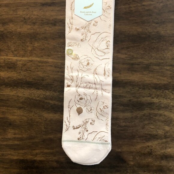 Stance x Disney Beauty and The Beast "Belle of the Ball" blush pink socks M, NWT - Picture 4 of 4